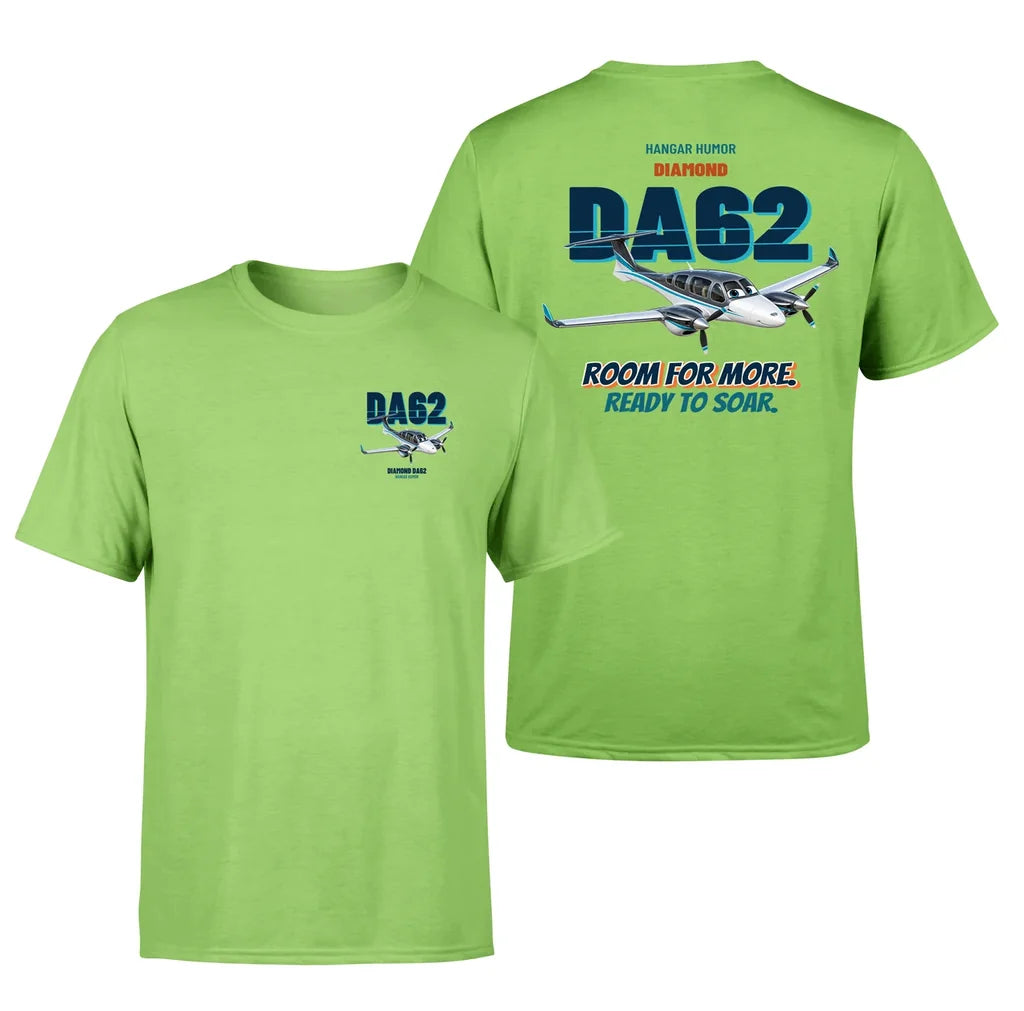 Diamond DA62 - Room for more. Ready to soar. - Double-Side T-Shirt design on lightgreen double side t shirt