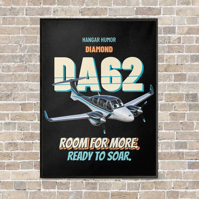 Diamond DA62 - Room for more. Ready to soar. vertical canvas print - framed - black background