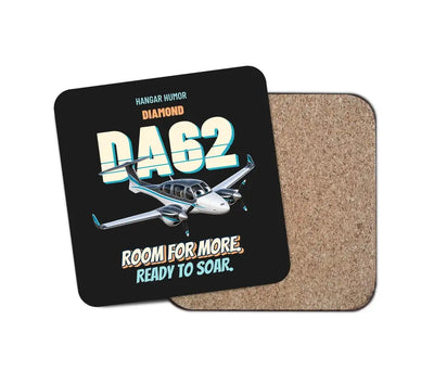Diamond DA62 - Room for more. Ready to soar. design on black 1 piece coaster