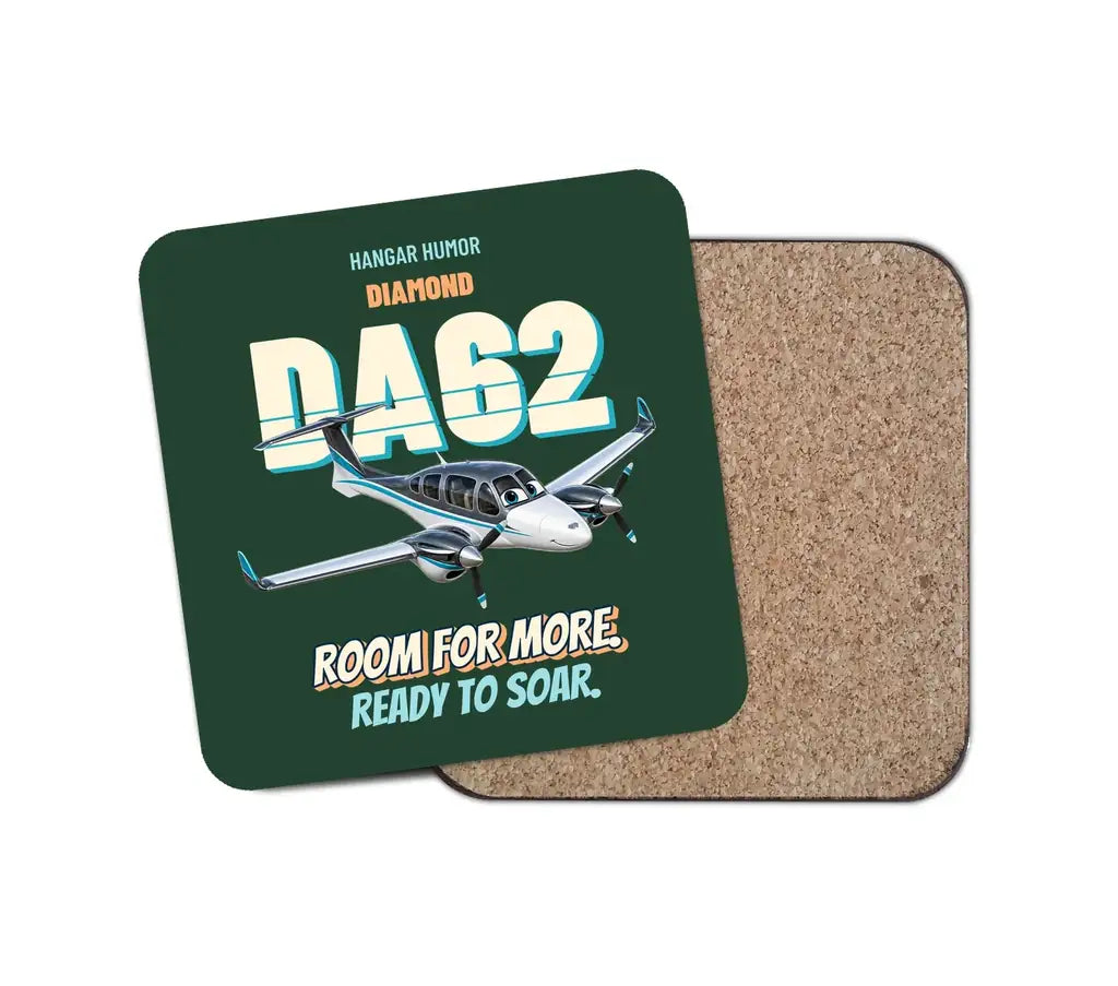 Diamond DA62 - Room for more. Ready to soar. design on dark green 1 piece coaster