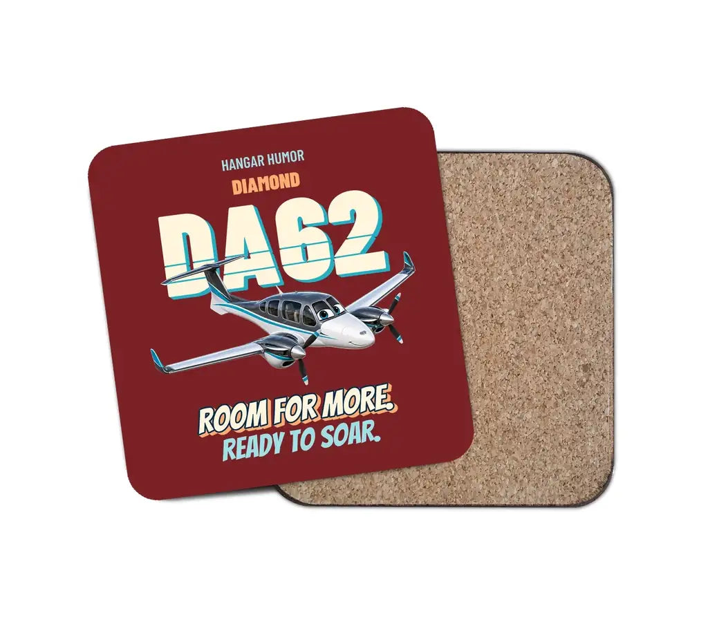 Diamond DA62 - Room for more. Ready to soar. design on dark red 1 piece coaster