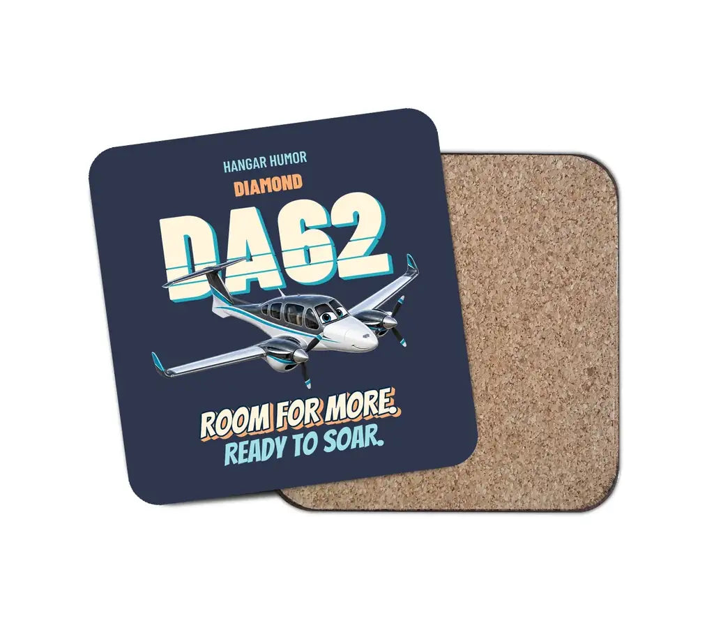 Diamond DA62 - Room for more. Ready to soar. design on navy blue 1 piece coaster
