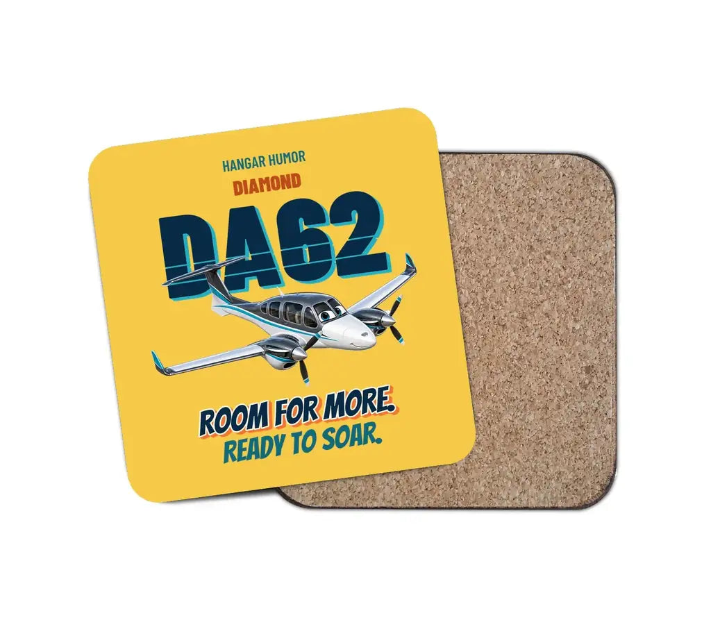 Diamond DA62 - Room for more. Ready to soar. design on yellow 1 piece coaster