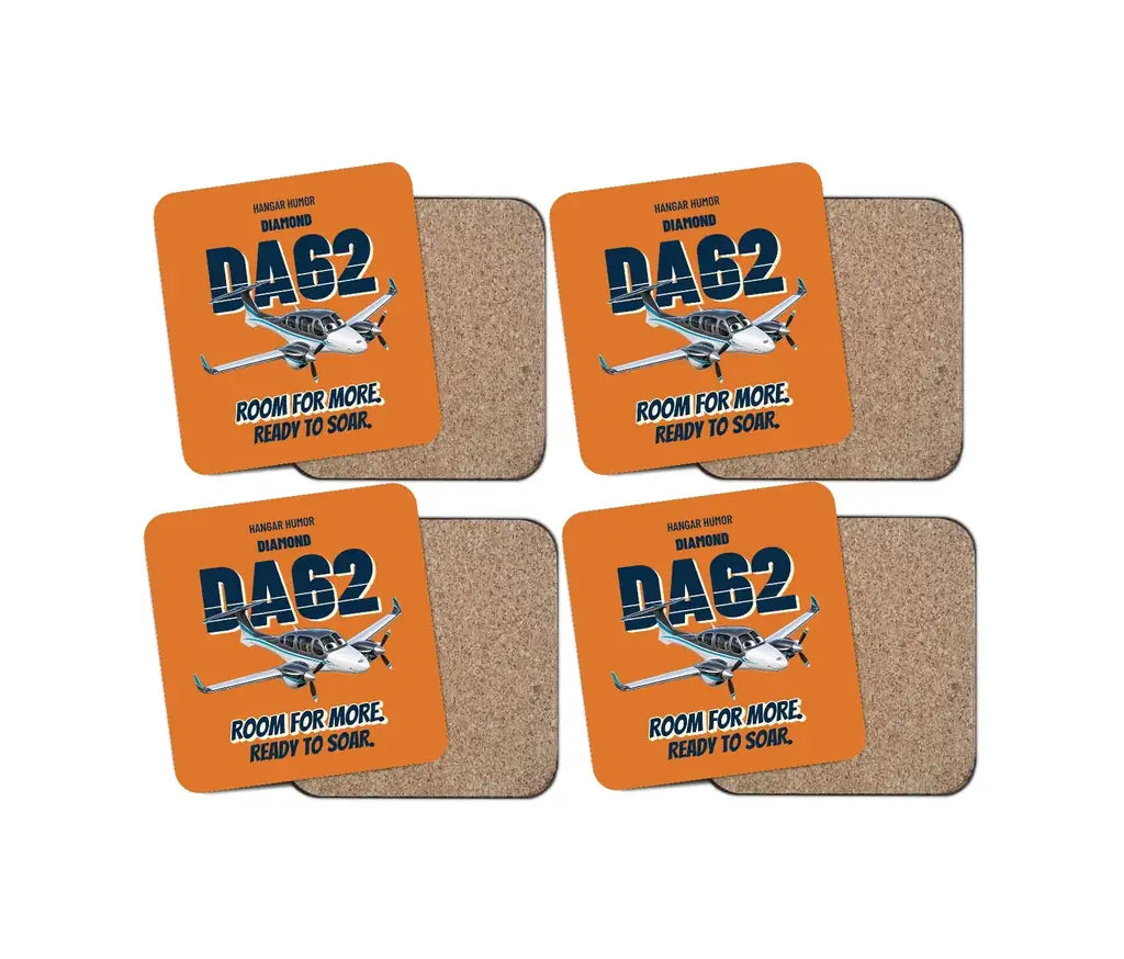 Diamond DA62 - Room for more. Ready to soar. design on orange 4 pieces set coaster
