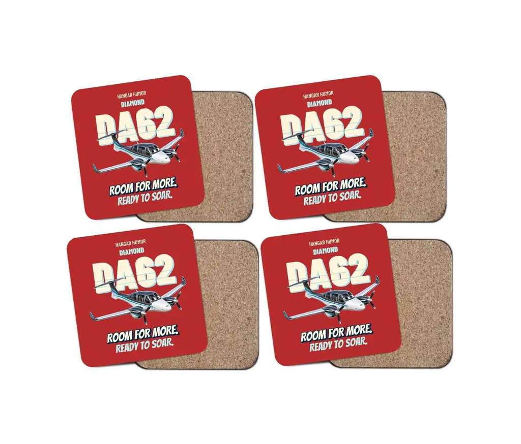 Diamond DA62 - Room for more. Ready to soar. design on red 4 pieces set coaster