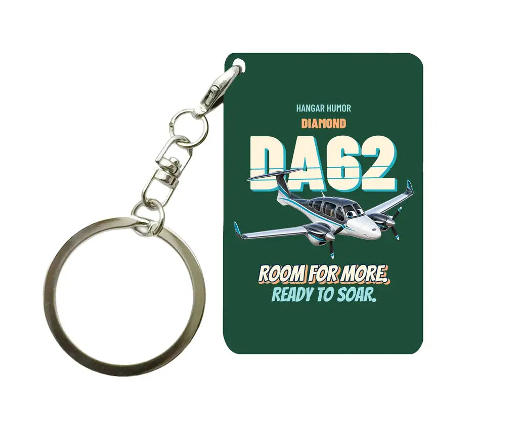 Diamond DA62 - Room for more. Ready to soar. design on dark green key chain