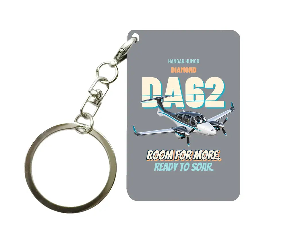Diamond DA62 - Room for more. Ready to soar. design on gray key chain