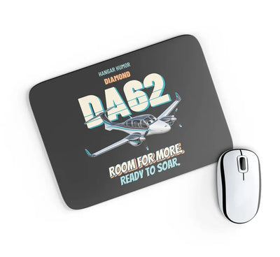 Diamond DA62 - Room for more. Ready to soar. design on black rectangle mouse pad