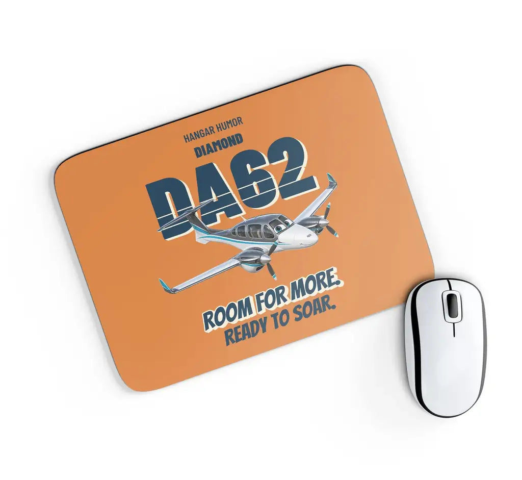 Diamond DA62 - Room for more. Ready to soar. design on orange rectangle mouse pad