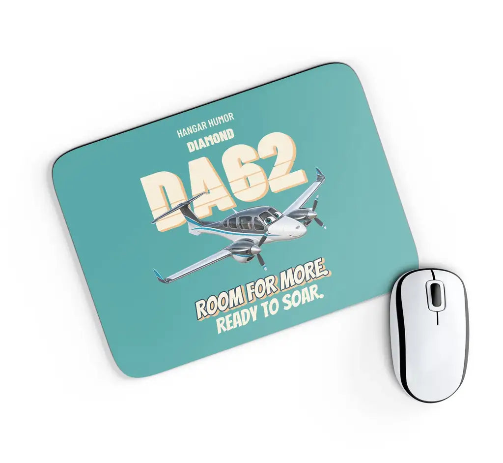 Diamond DA62 - Room for more. Ready to soar. design on turquoise rectangle mouse pad