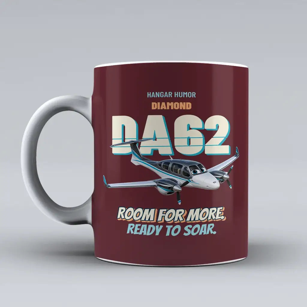Diamond DA62 - Room for more. Ready to soar. design on dark red ceramic mug