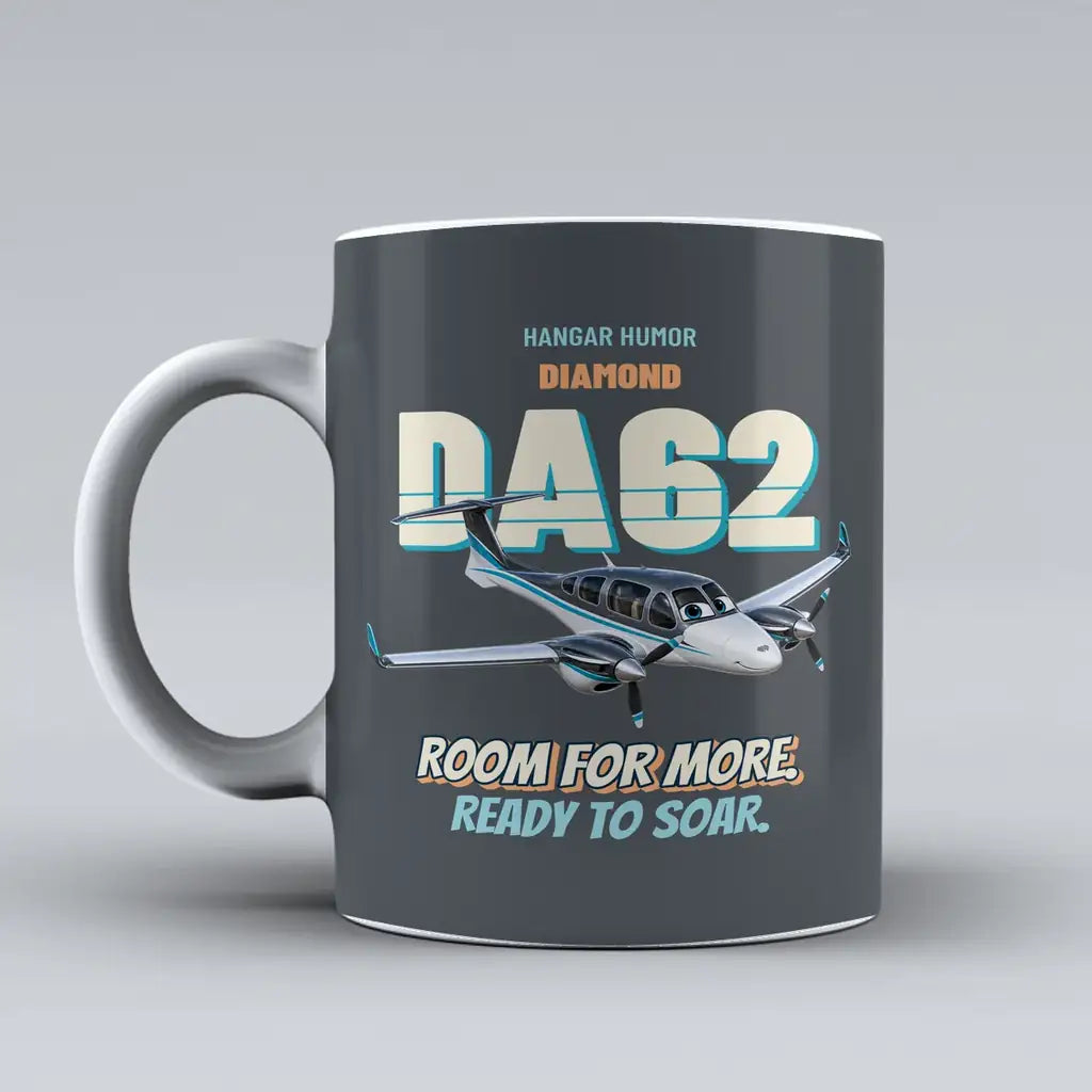 Diamond DA62 - Room for more. Ready to soar. design on gray ceramic mug