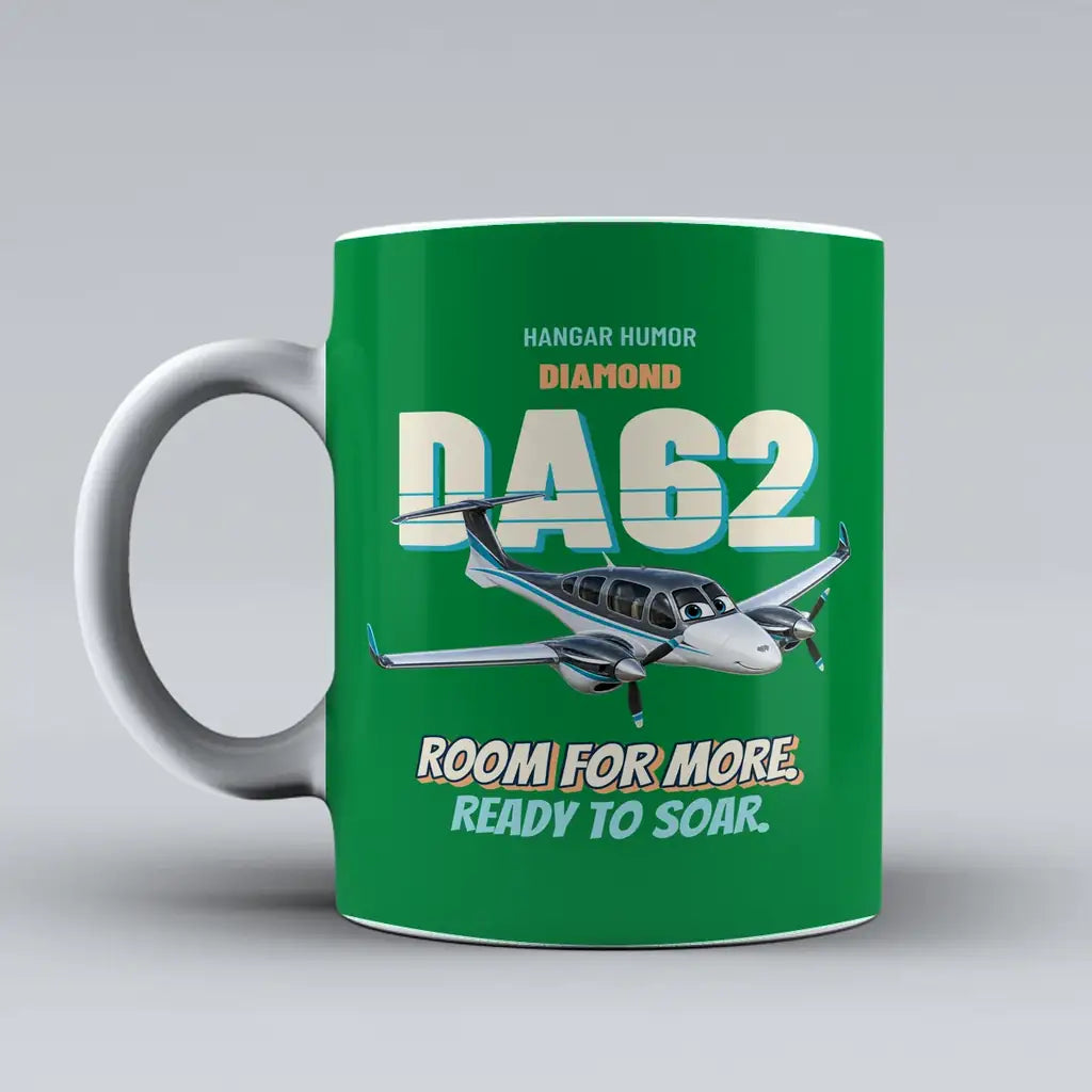 Diamond DA62 - Room for more. Ready to soar. design on green ceramic mug