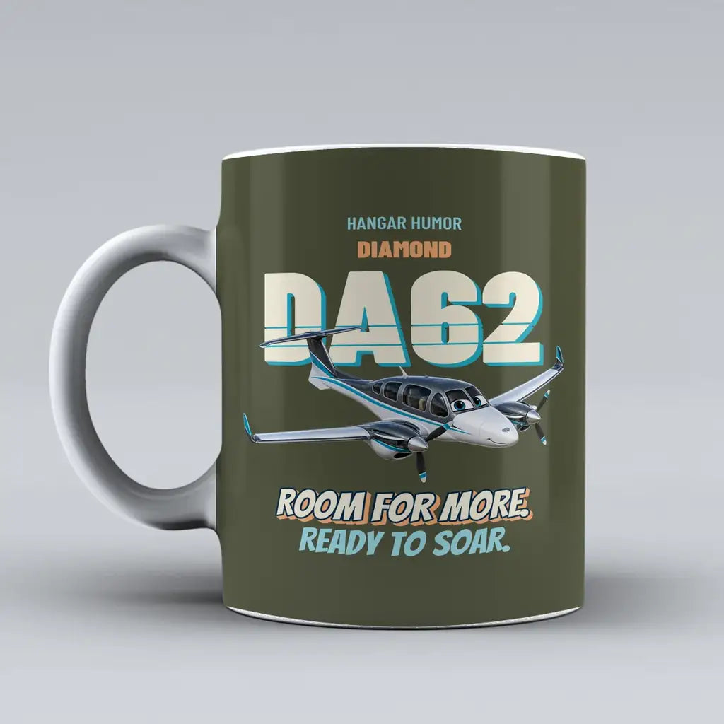 Diamond DA62 - Room for more. Ready to soar. design on green army ceramic mug