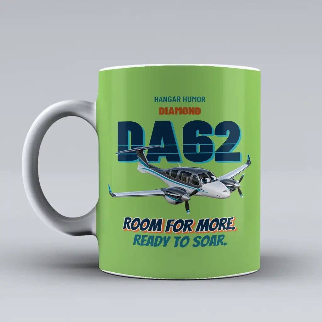 Diamond DA62 - Room for more. Ready to soar. design on light green ceramic mug