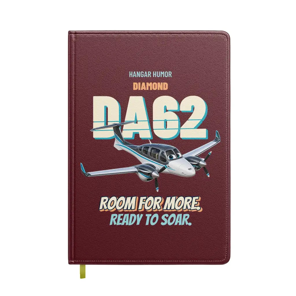 Diamond DA62 - Room for more. Ready to soar. design on dark red notebook