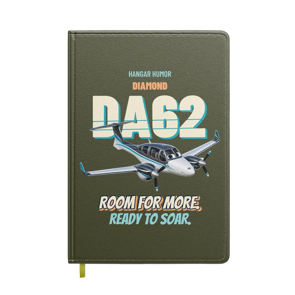 Diamond DA62 - Room for more. Ready to soar. design on green army notebook