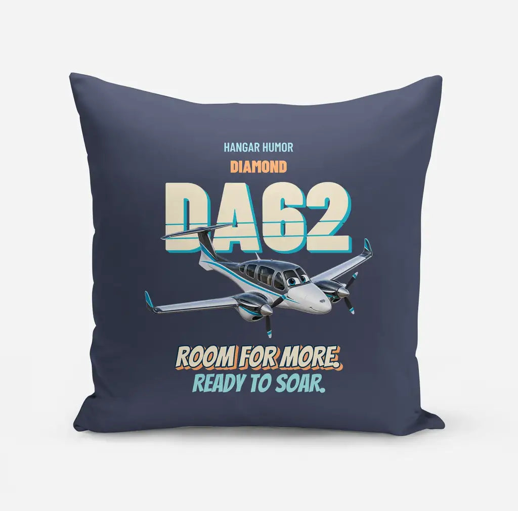 Diamond DA62 - Room for more. Ready to soar. design on navy blue pillow