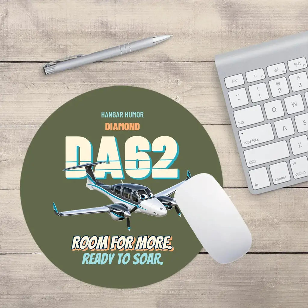 Diamond DA62 - Room for more. Ready to soar. design on green army round mouse pad