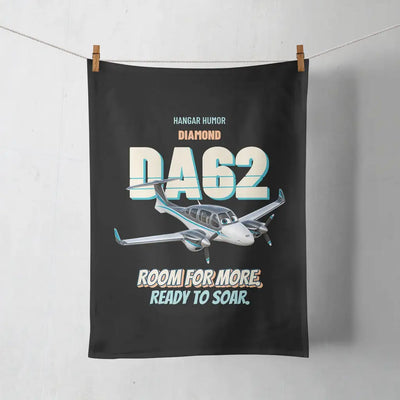 Diamond DA62 - Room for more. Ready to soar. design on black towel