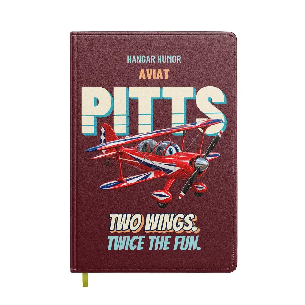 Pitts S-2B - Two wings. Twice the fun. design on dark red notebook