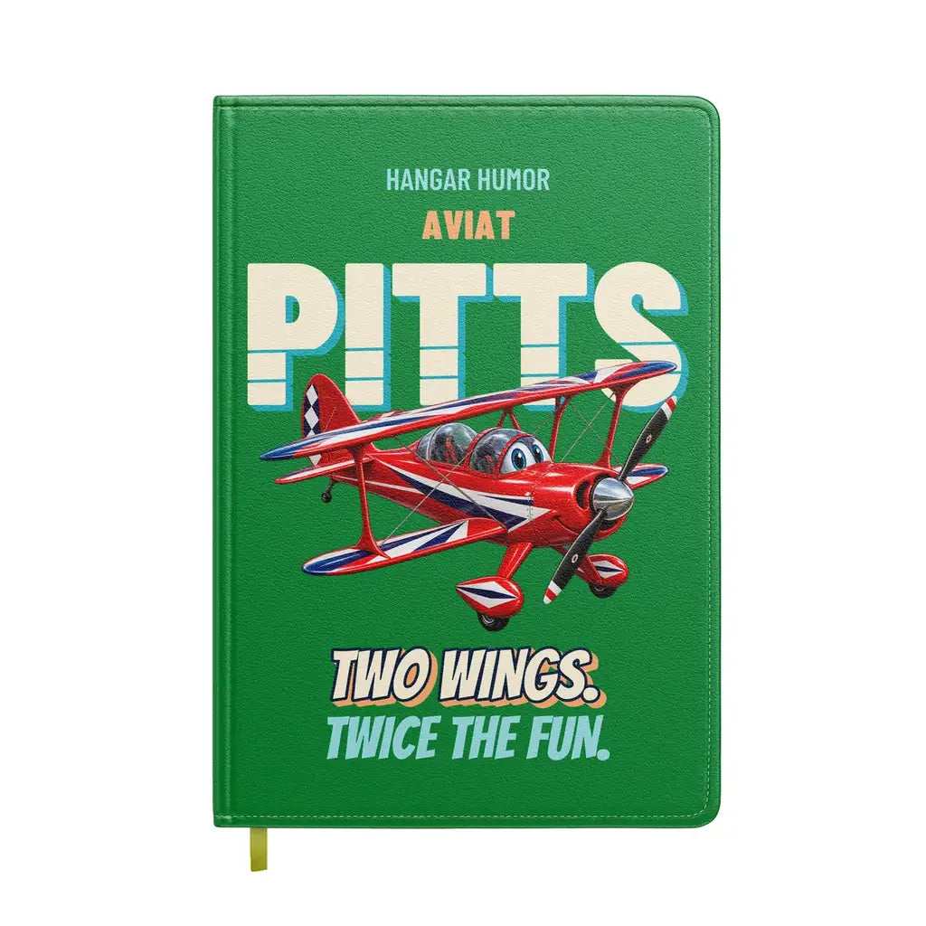 Pitts S-2B - Two wings. Twice the fun. design on green notebook