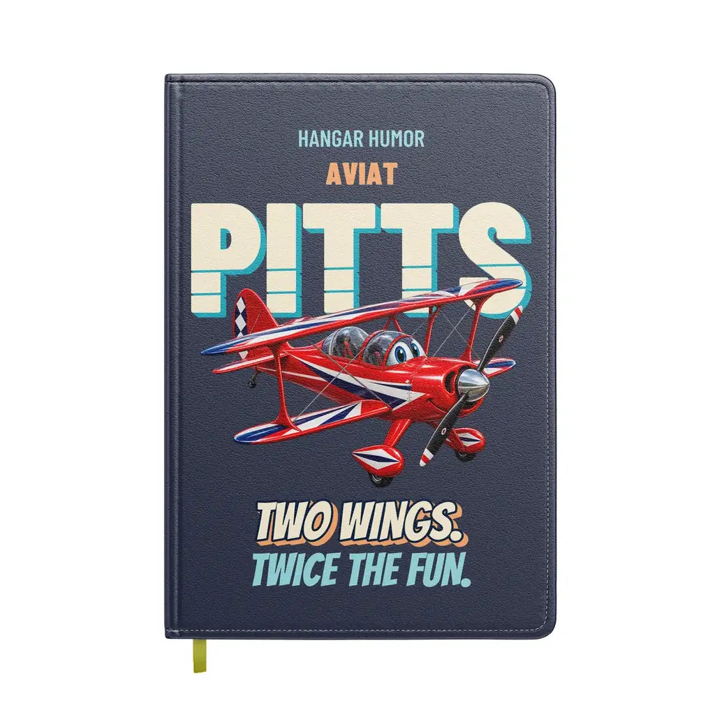 Pitts S-2B - Two wings. Twice the fun. design on navy blue notebook