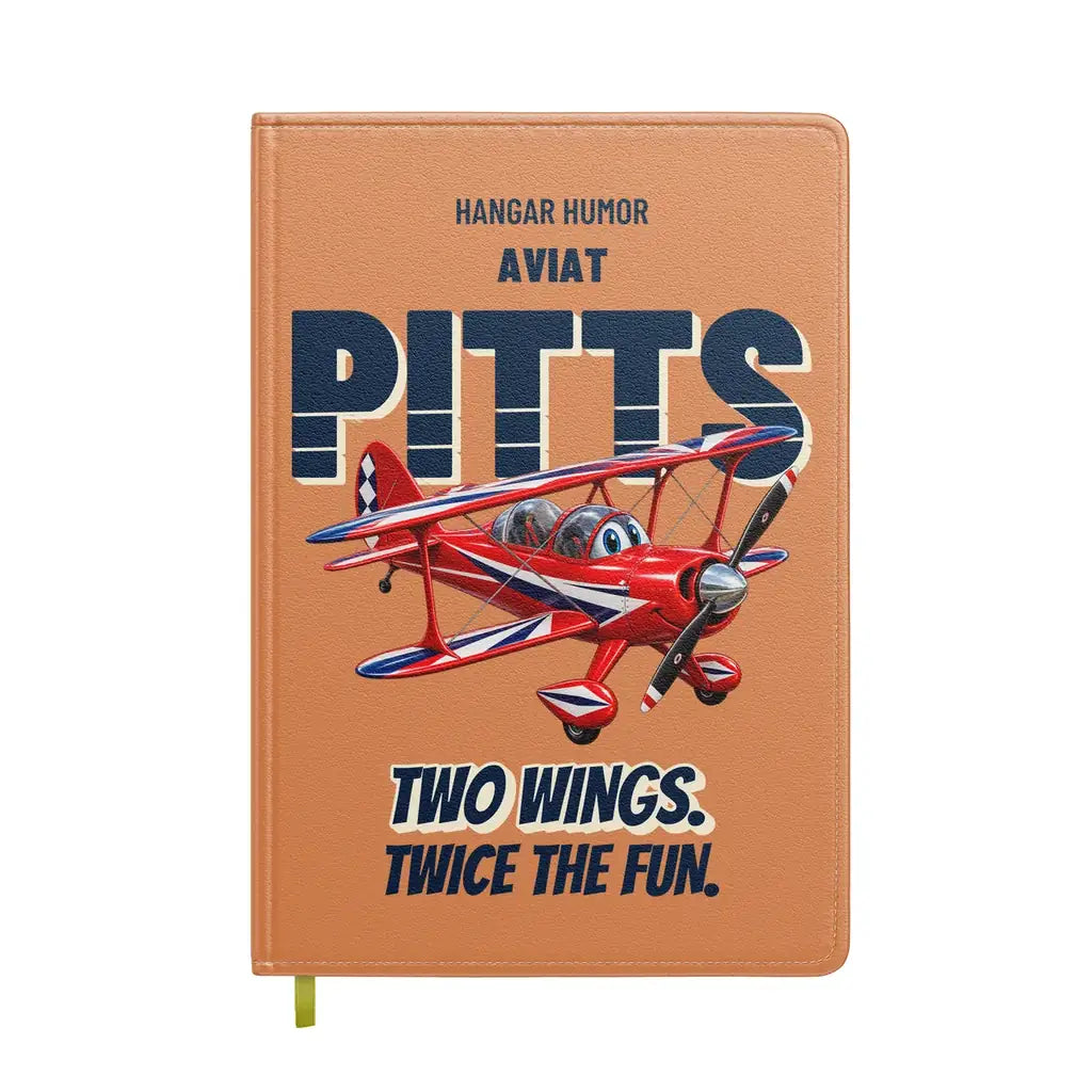 Pitts S-2B - Two wings. Twice the fun. design on orange notebook