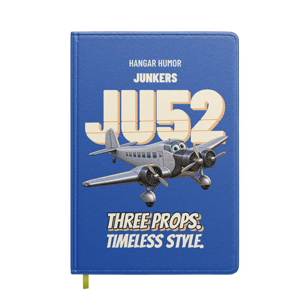 Junkers Ju 52/3m - Three props. Timeless style. design on blue notebook