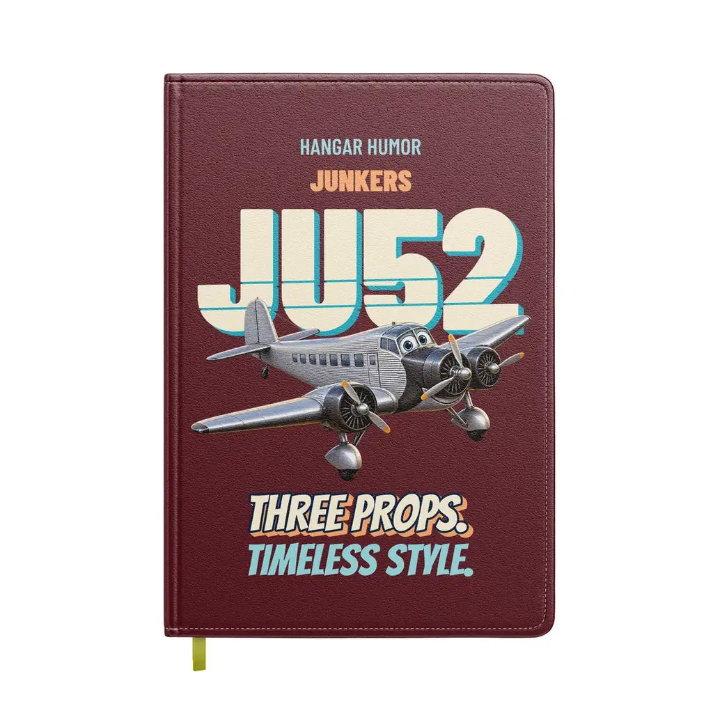 Junkers Ju 52/3m - Three props. Timeless style. design on dark red notebook