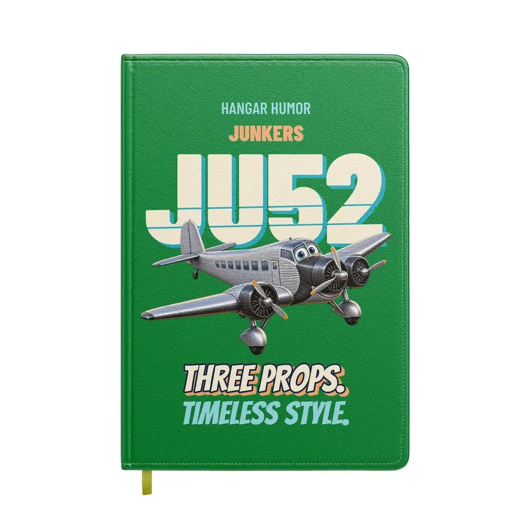 Junkers Ju 52/3m - Three props. Timeless style. design on green notebook