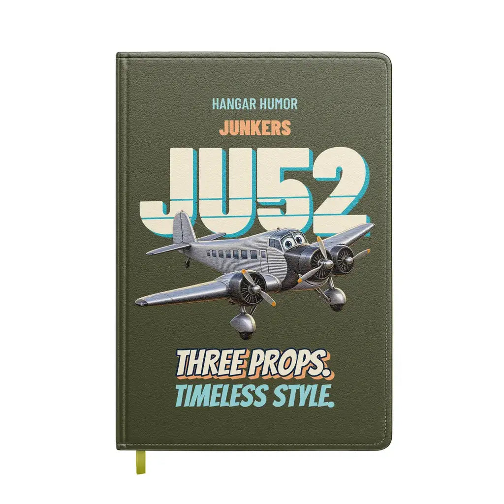 Junkers Ju 52/3m - Three props. Timeless style. design on green army notebook