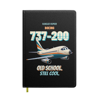 Boeing 737-200 - Old school. Still cool. design on black notebook