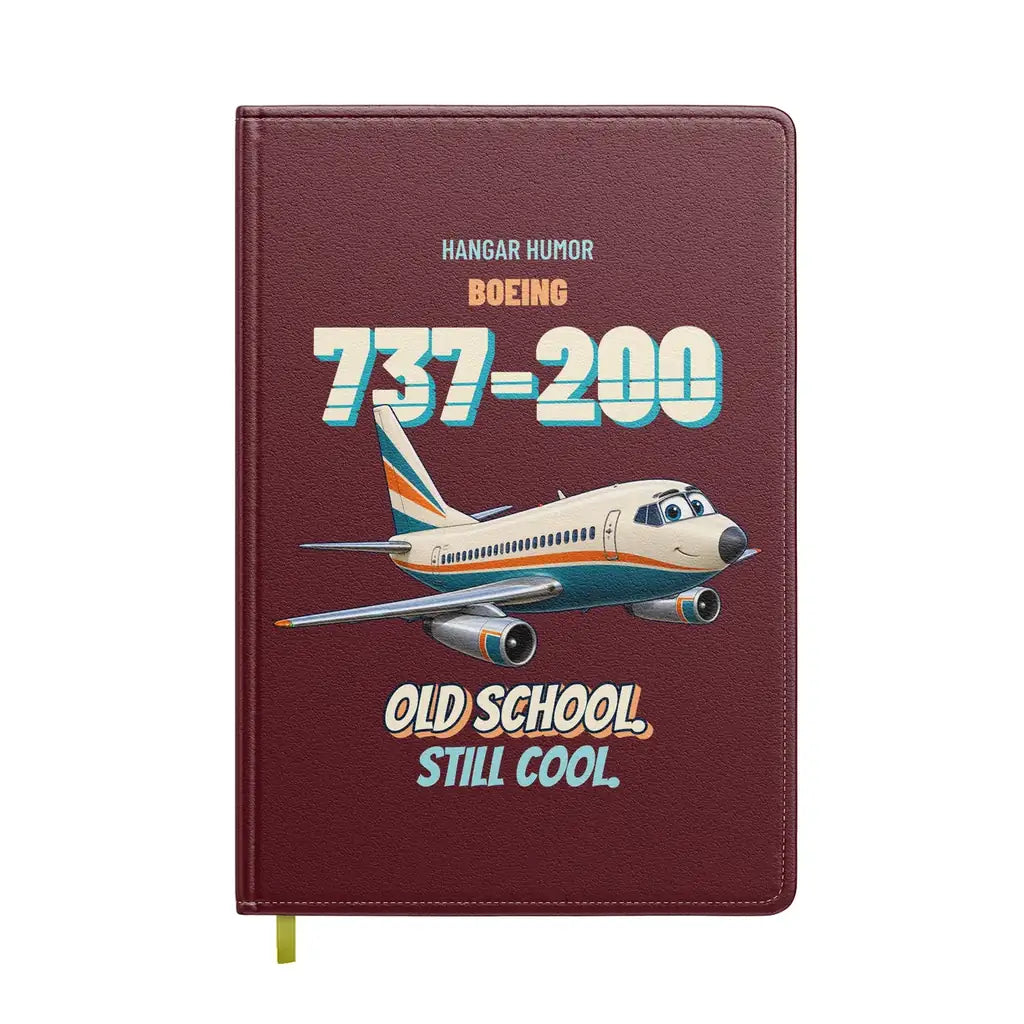 Boeing 737-200 - Old school. Still cool. design on dark red notebook