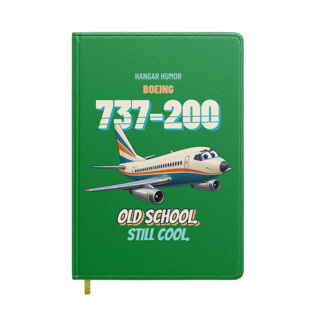 Boeing 737-200 - Old school. Still cool. design on green notebook