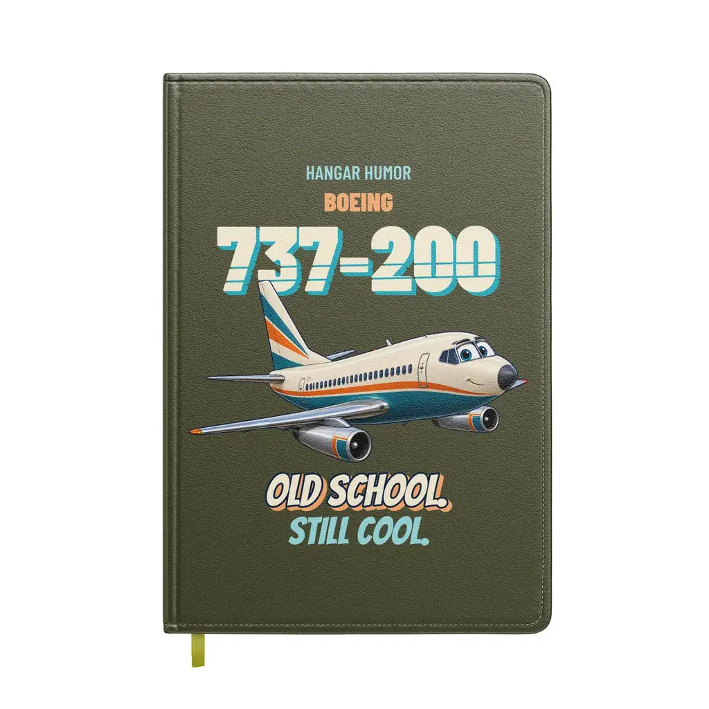 Boeing 737-200 - Old school. Still cool. design on green army notebook