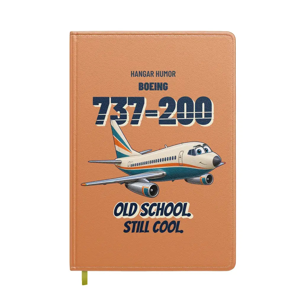 Boeing 737-200 - Old school. Still cool. design on orange notebook