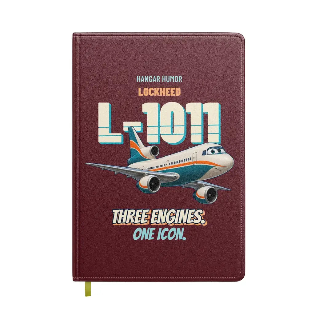 Lockheed L-1011 TriStar - Three engines. One icon. design on dark red notebook