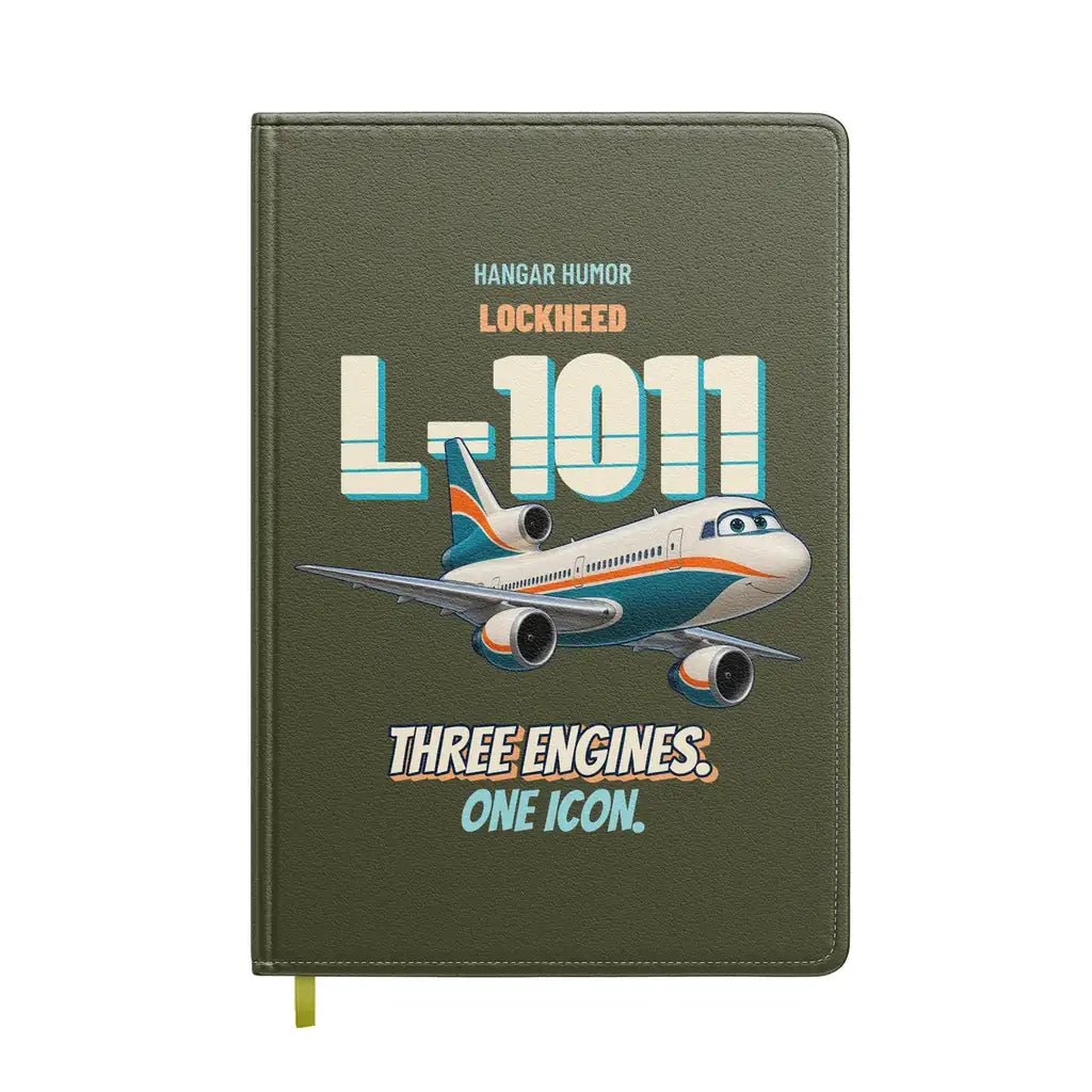 Lockheed L-1011 TriStar - Three engines. One icon. design on green army notebook