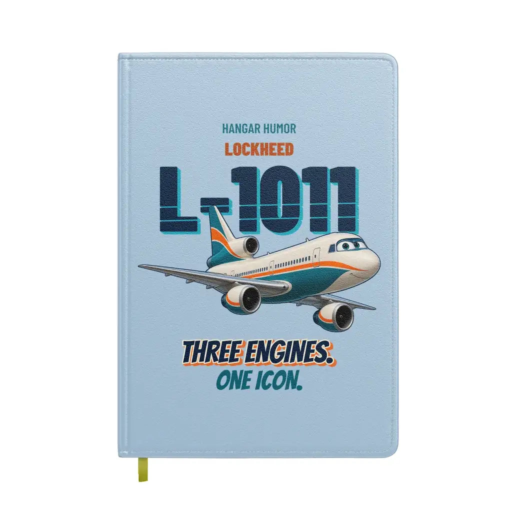 Lockheed L-1011 TriStar - Three engines. One icon. design on light blue notebook