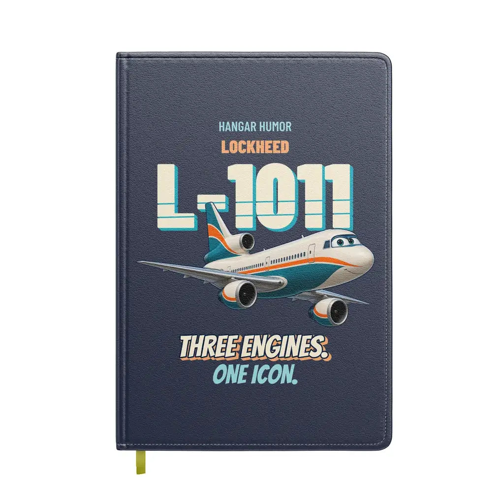 Lockheed L-1011 TriStar - Three engines. One icon. design on navy blue notebook