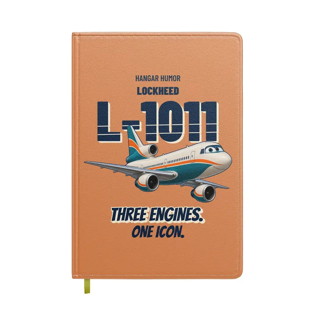 Lockheed L-1011 TriStar - Three engines. One icon. design on orange notebook