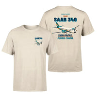 Thumbnail for Saab 340B - Twin props. Double charm. - Double-Side T-Shirt design on beige double side t shirt