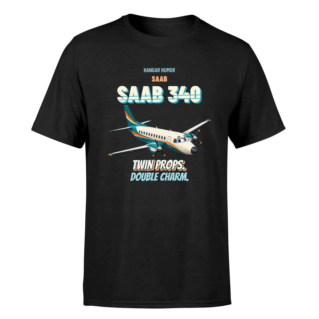 Saab 340B - Twin props. Double charm. - Premium T-Shirt design on black premium t shirt