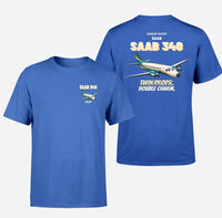 Thumbnail for Saab 340B - Twin props. Double charm. - Double-Side T-Shirt design on blue double side t shirt