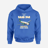 Thumbnail for Saab 340B - Twin props. Double charm. design on blue hoodie single side