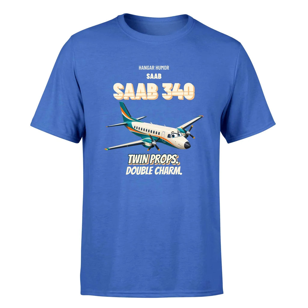 Saab 340B - Twin props. Double charm. - Premium T-Shirt design on blue premium t shirt