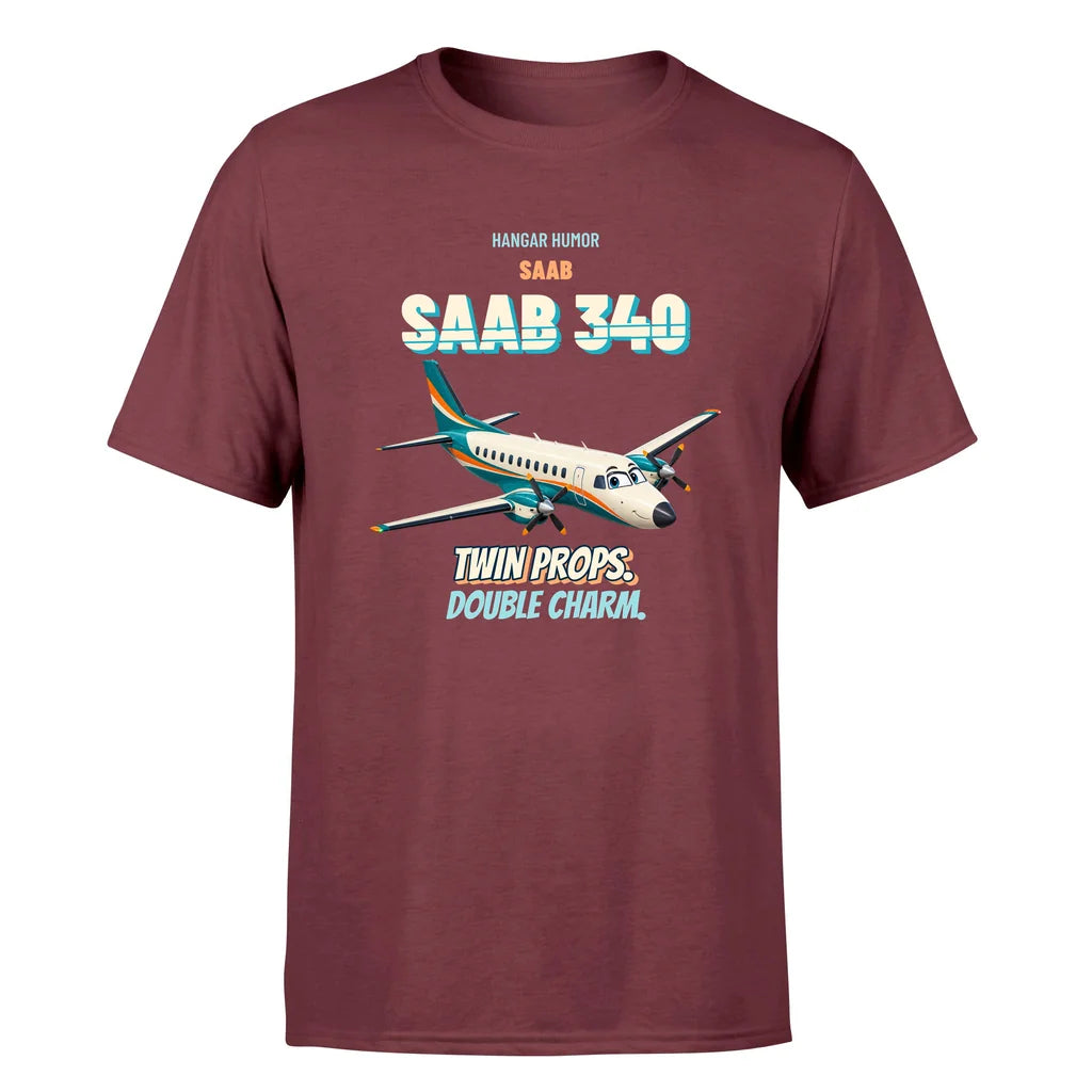 Saab 340B - Twin props. Double charm. - Premium T-Shirt design on darkred premium t shirt