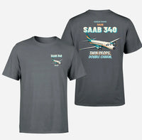 Thumbnail for Saab 340B - Twin props. Double charm. - Double-Side T-Shirt design on gray double side t shirt