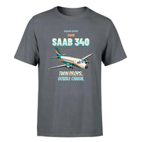 Thumbnail for Saab 340B - Twin props. Double charm. - Premium T-Shirt design on gray premium t shirt